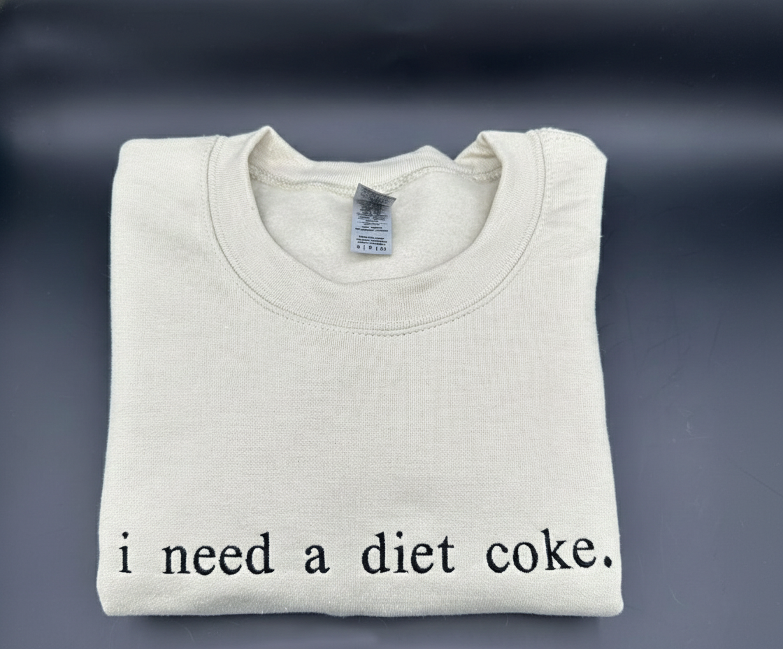 Personalized Embroidered Crewneck, Custom Text Sweatshirt, Minimal Custom Embroidery