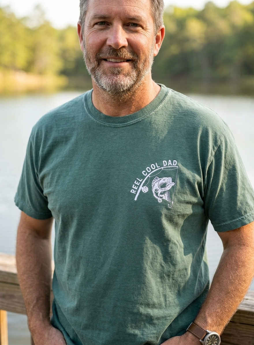 Reel Cool Dad Embroidered Shirt, Fishing Dad Father’s Day Gift