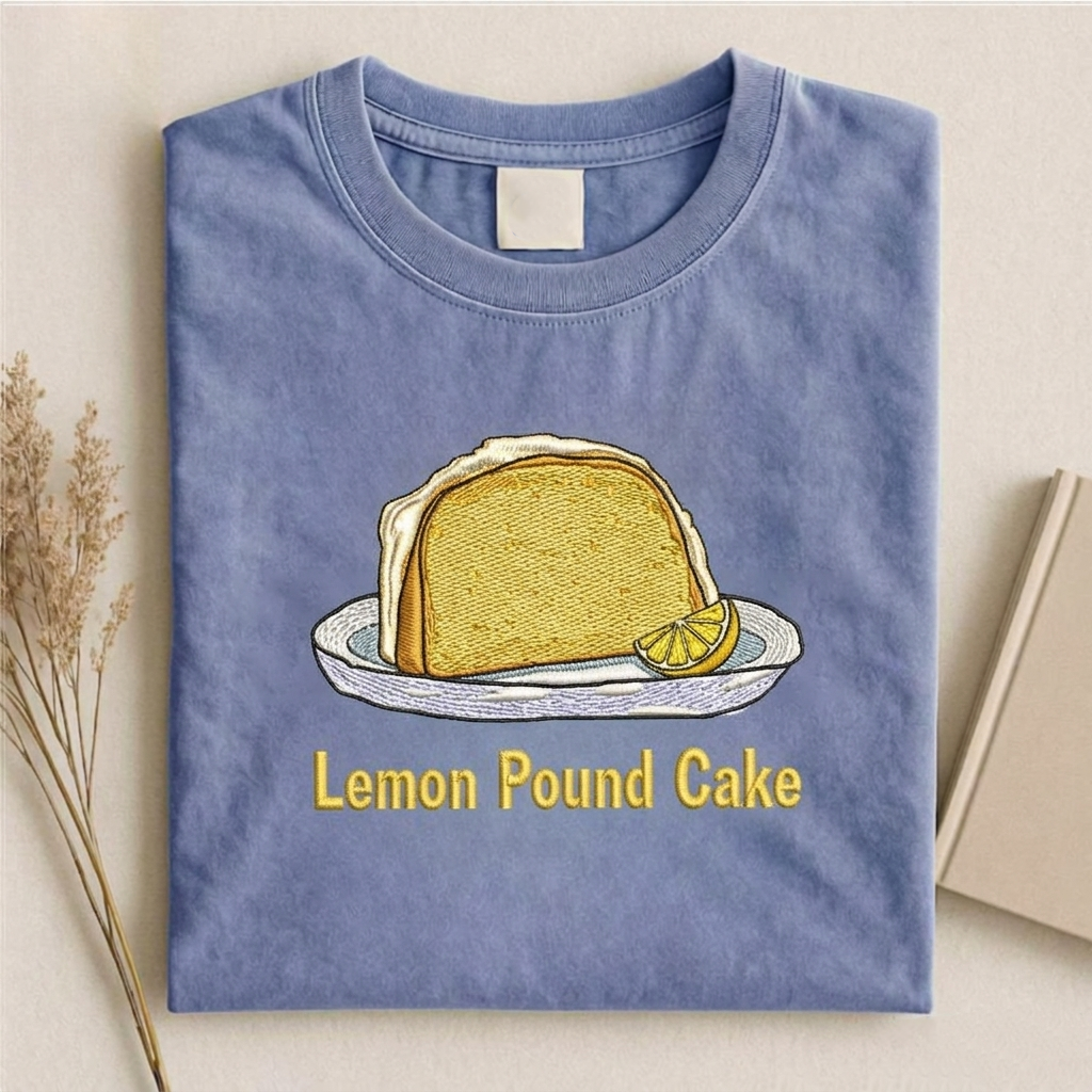 Lemon Pound Cake Embroidered Shirt, Funny Dessert Tee, Food Humor T-Shirt, Meme Sweatshirt, Baking Lover Gift