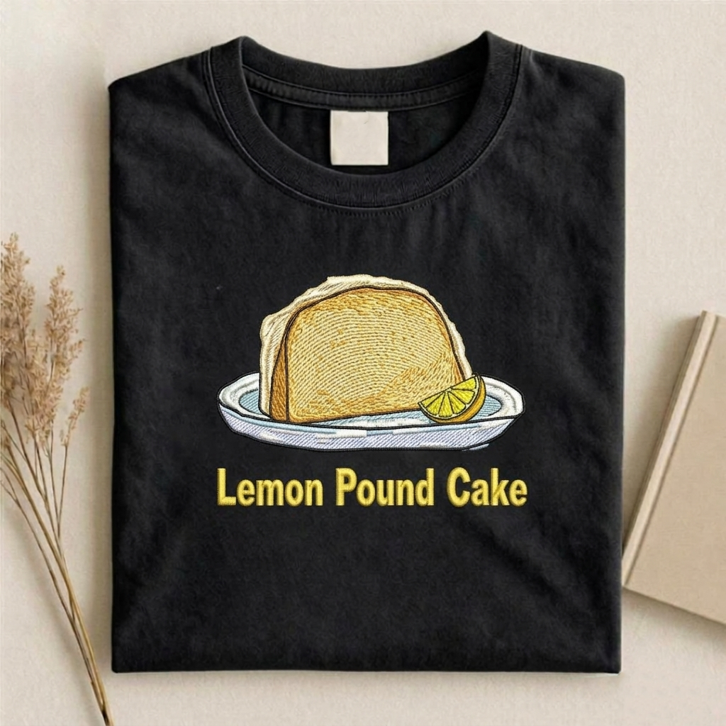 Lemon Pound Cake Embroidered Shirt, Funny Dessert Tee, Food Humor T-Shirt, Meme Sweatshirt, Baking Lover Gift