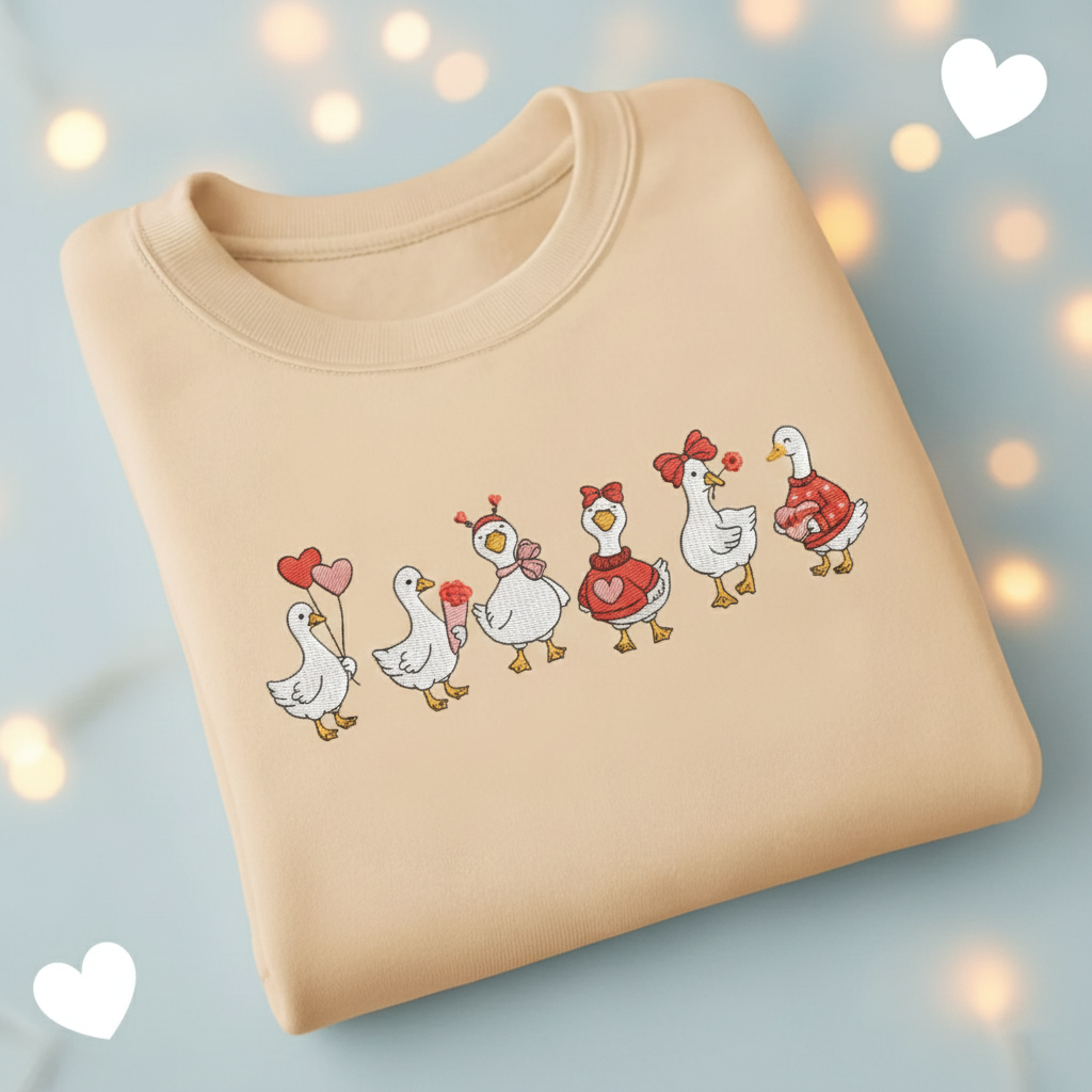 Just A Love Goose Embroidered Sweatshirt, Funny Valentine Crewneck, Quirky Anti-Valentine Gift