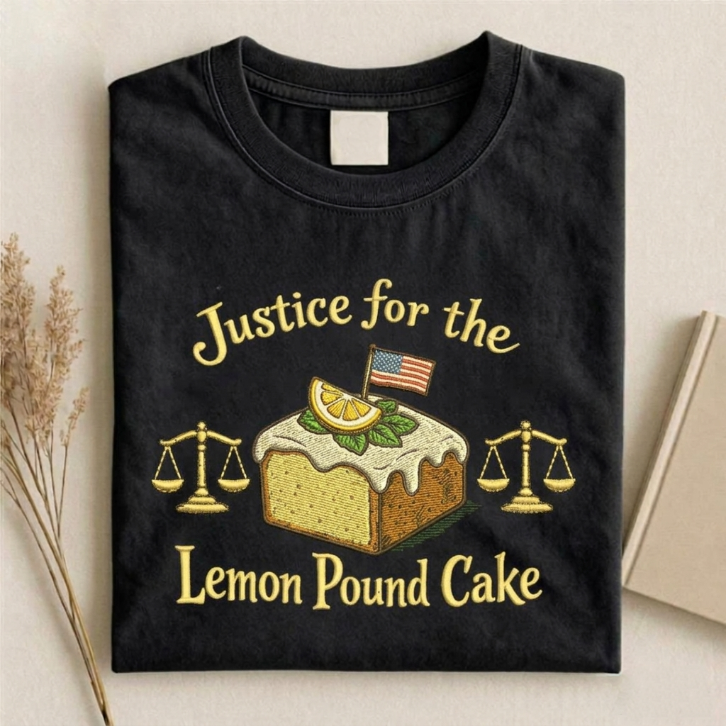 Funny Lemon Pound Cake Embroidered Tee, Dessert Meme Shirt, Foodie Graphic T-Shirt, Cute Baking Lover Gift