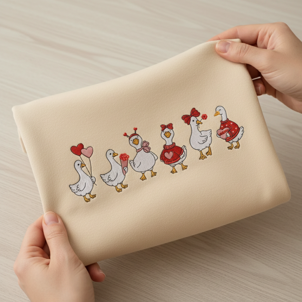 Just A Love Goose Embroidered Sweatshirt, Funny Valentine Crewneck, Quirky Anti-Valentine Gift