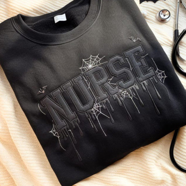 Halloween Nurse Embroidered SweatShirt, Spooky Nurse Shirt, Halloween Gift for Nurse RN Shirt, Nurse Graduation Gift Nursing School Shirt