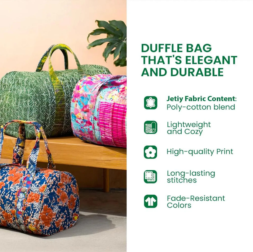 Tulip Quilted Duffle Bag, Floral Weekender Bag for Women, Butterfly Travel Duffle