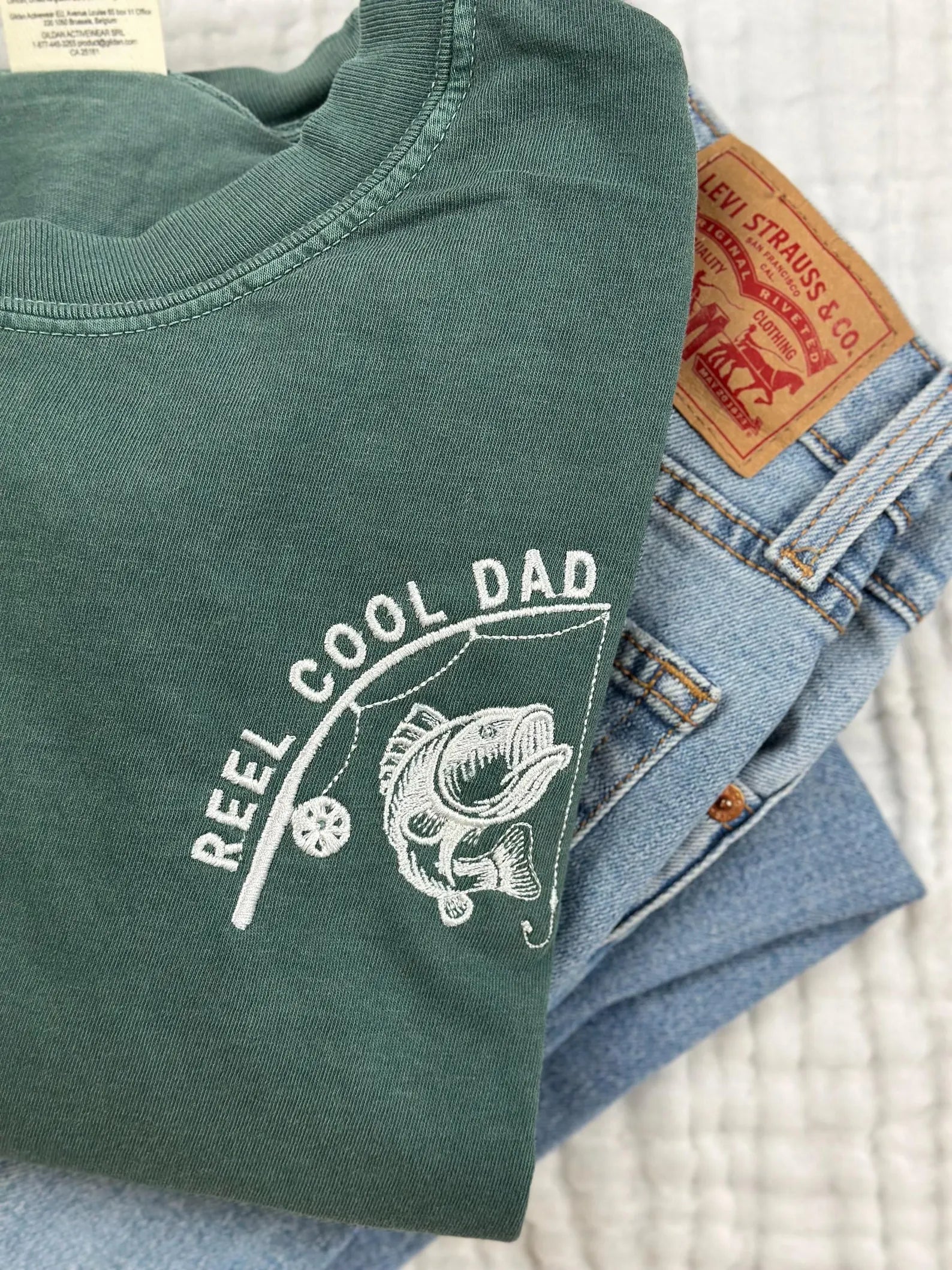 Reel Cool Dad Embroidered Shirt, Fishing Dad Father’s Day Gift