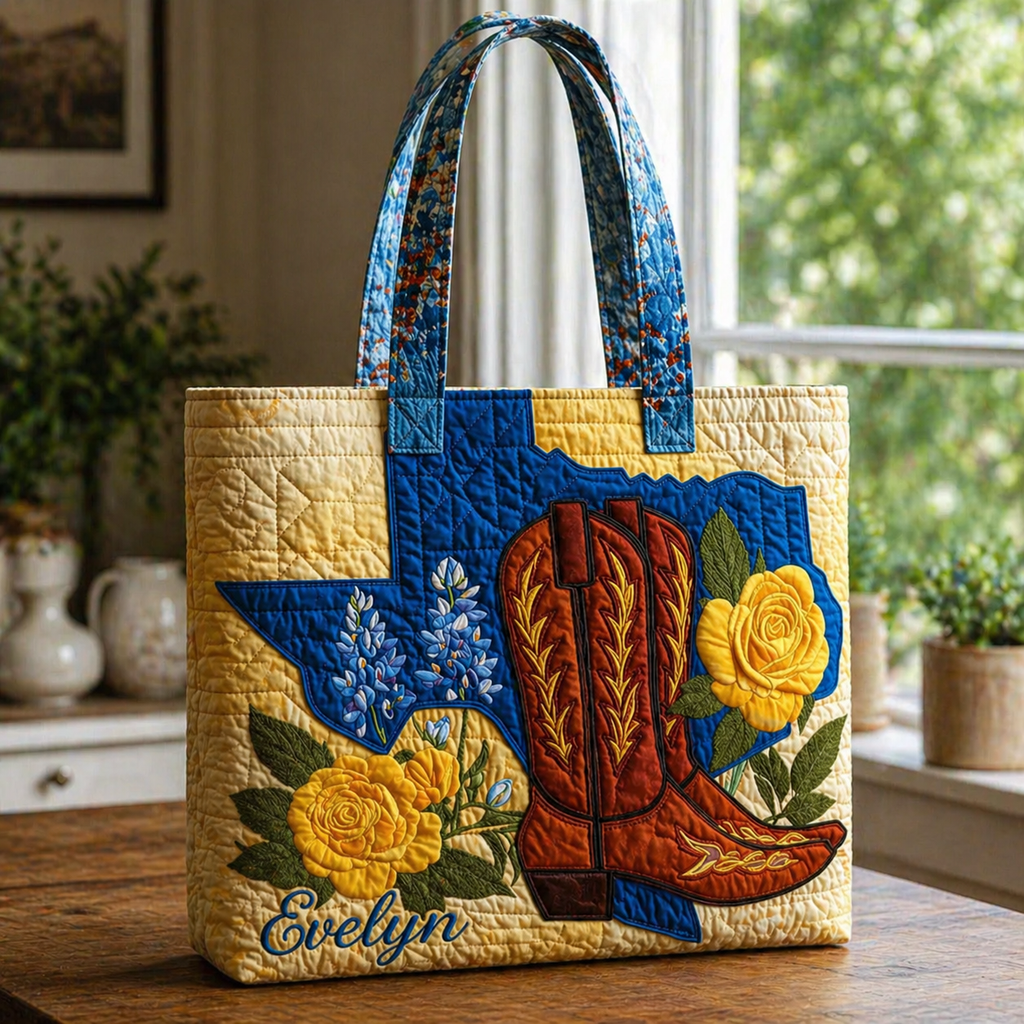 Texas Soul Quilted Tote Bag, Texas Soul Shoulder Bag, Art Tote, Gift for Women QTOTE22