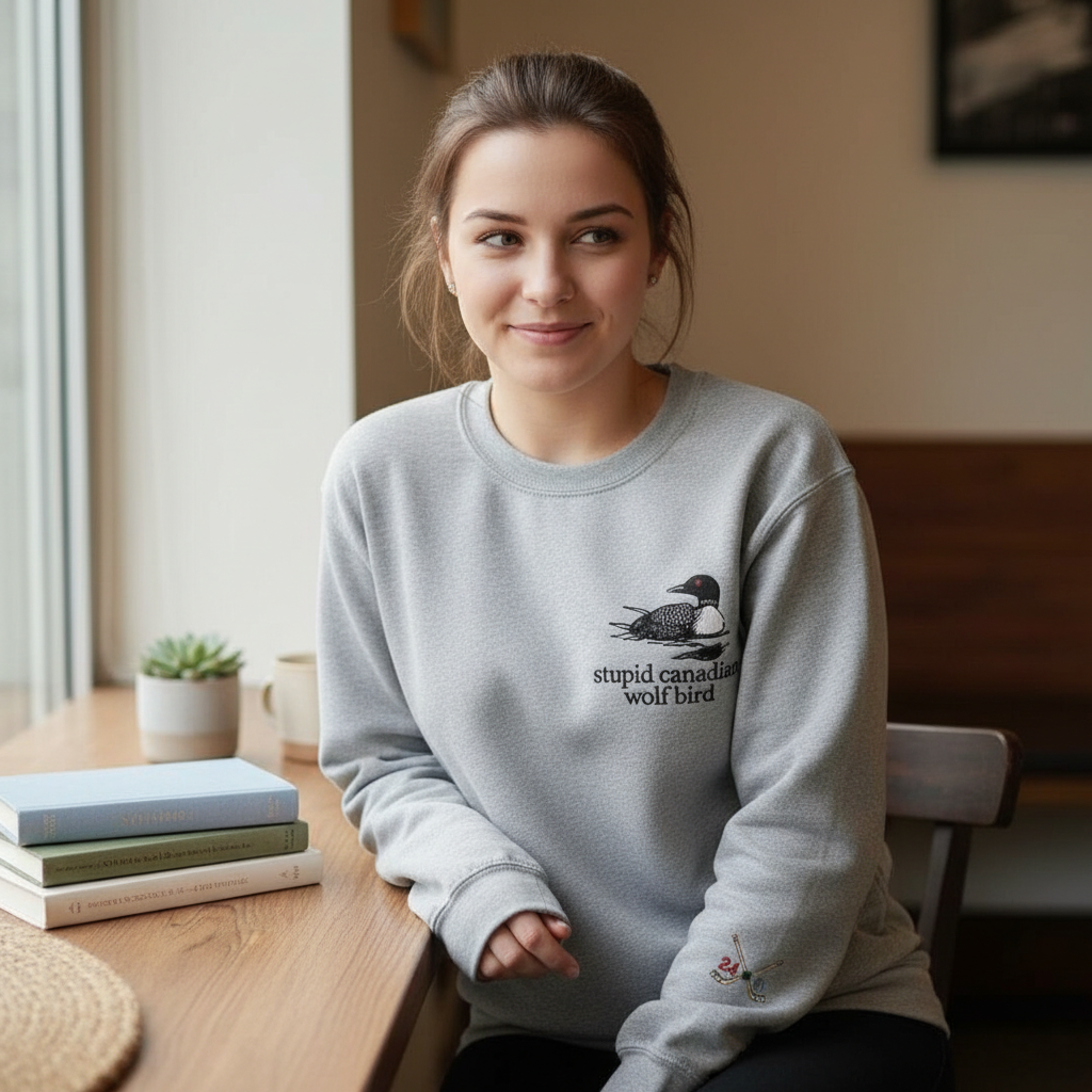 Embroidered Heated Rivalry Sweatshirt – Stupid Canadian Wolf Bird, Team Hollanov Hockey Crewneck, LGBT Hockey Fan