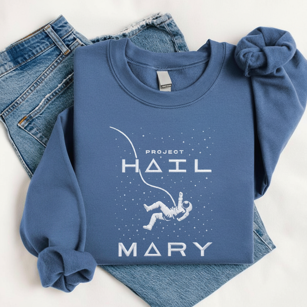 Embroidered Project Hail Mary Rocky Astronaut Space Sweatshirt, Project Hail Mary Inspired Graphic Tee, Cute Astronomy Gift for Her