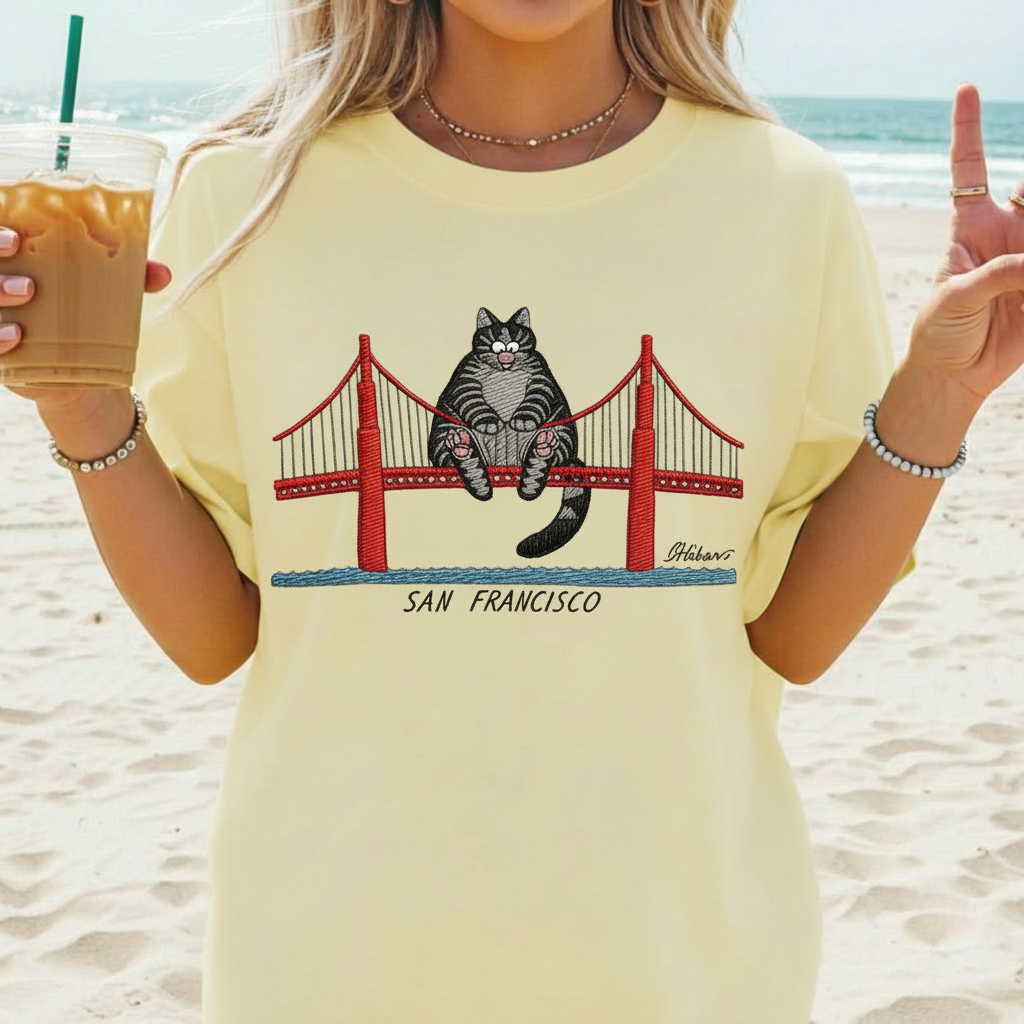 Embroidered Project Hail Mary 2026 Shirt, Ryan Gosling Inspired Tee, B. Kliban Cat Graphic, San Francisco Golden Gate Design, Sci-Fi Fan Shirt