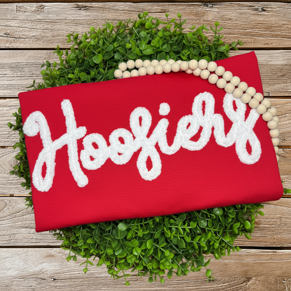 Yarn Embroidered Hoosiers Sweatshirt | Indiana Game Day Crewneck Pullover | Hoosiers Spirit Shirt | Adult & Youth Sizes