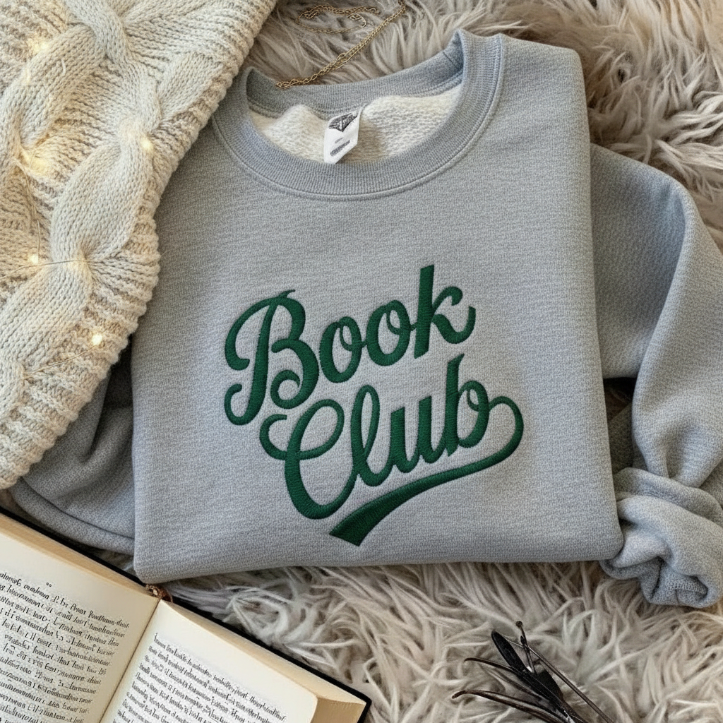 Customized Book Club Embroidered Sweatshirt, Bookworm Sweatshirt, Librarian Tee, Book Lover Shirt, Social Club Shirt, Teacher Sweatshirt