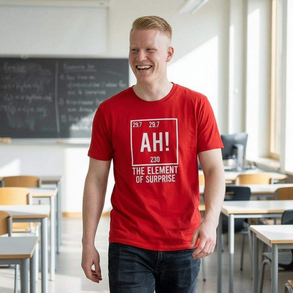 Embroidered Project Hail Mary AH! Element of Surprise Shirt, Ryland Grace Red T-Shirt, Chemistry Joke Tee, Sci-Fi Book Fan Gift