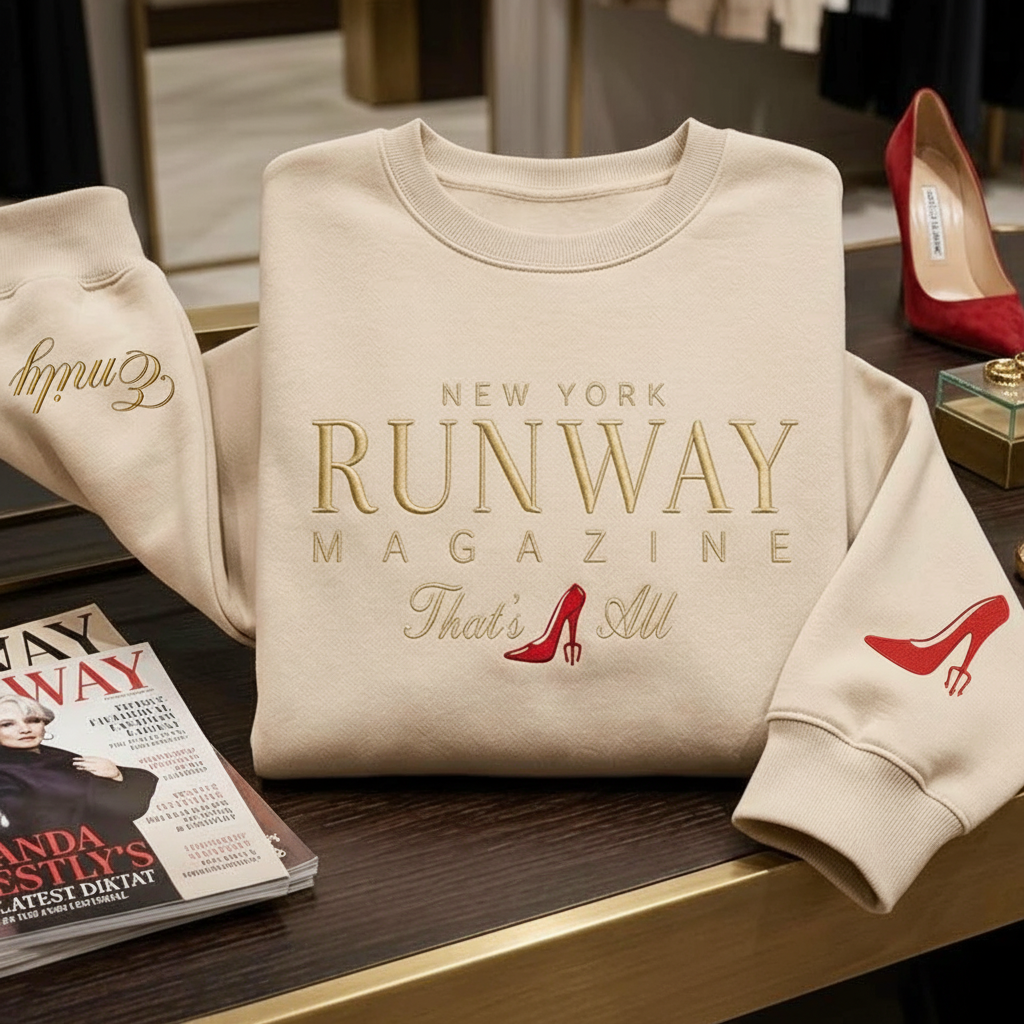 Embroidered Runway Magazine Shirt, That's All Embroidery Sweatshirt, Sassy Movie Quote Crewneck, Custom Red Shoe Fashion Top Gift