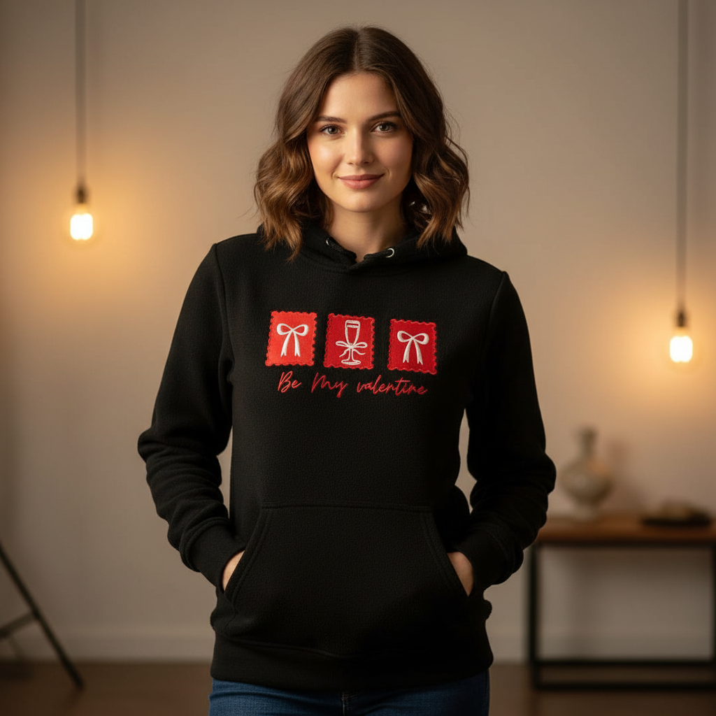 Be My Valentine Embroidery Sweatshirt, Hand Embroidered Valentine Crewneck, Cozy Romantic Gift