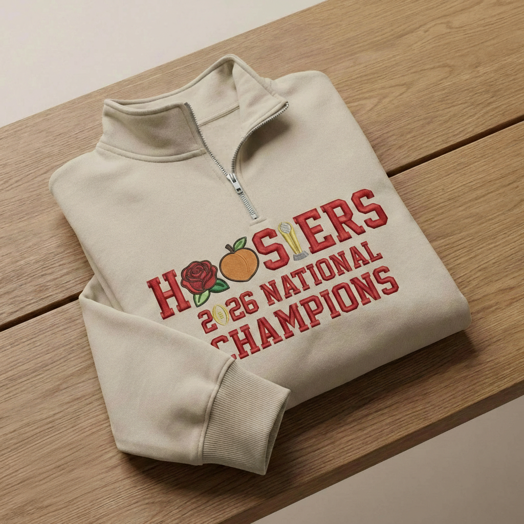 Indiana Champions 2026 Embroidered Quarter Zip Sweater, Trophy Inspired Sweatshirt, Unisex Hoosiers Pride Pullover, Indiana Fan Wear
