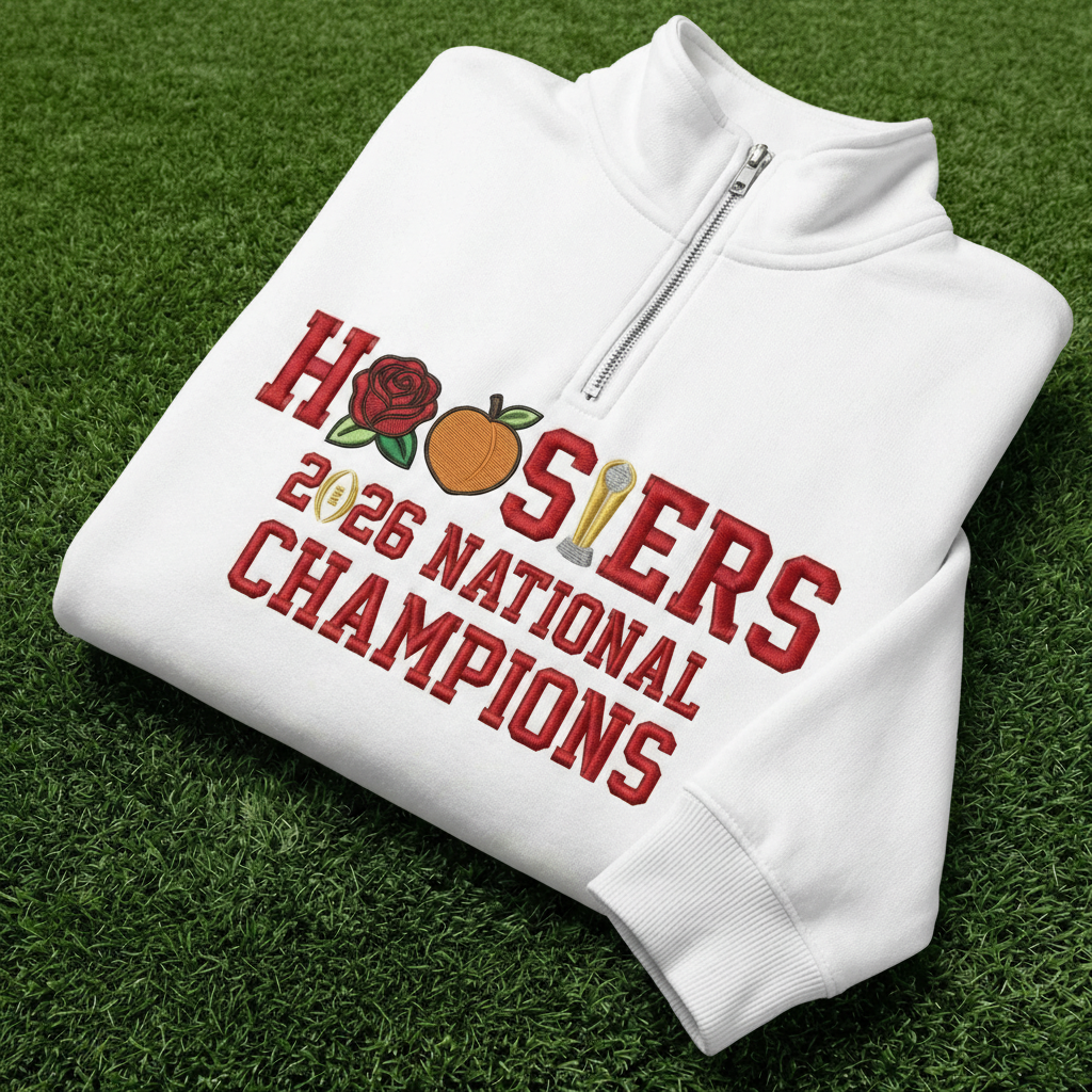 Indiana Champions 2026 Embroidered Quarter Zip Sweater, Trophy Inspired Sweatshirt, Unisex Hoosiers Pride Pullover, Indiana Fan Wear