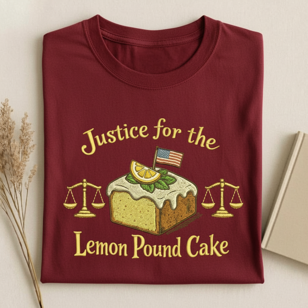 Funny Lemon Pound Cake Embroidered Tee, Dessert Meme Shirt, Foodie Graphic T-Shirt, Cute Baking Lover Gift