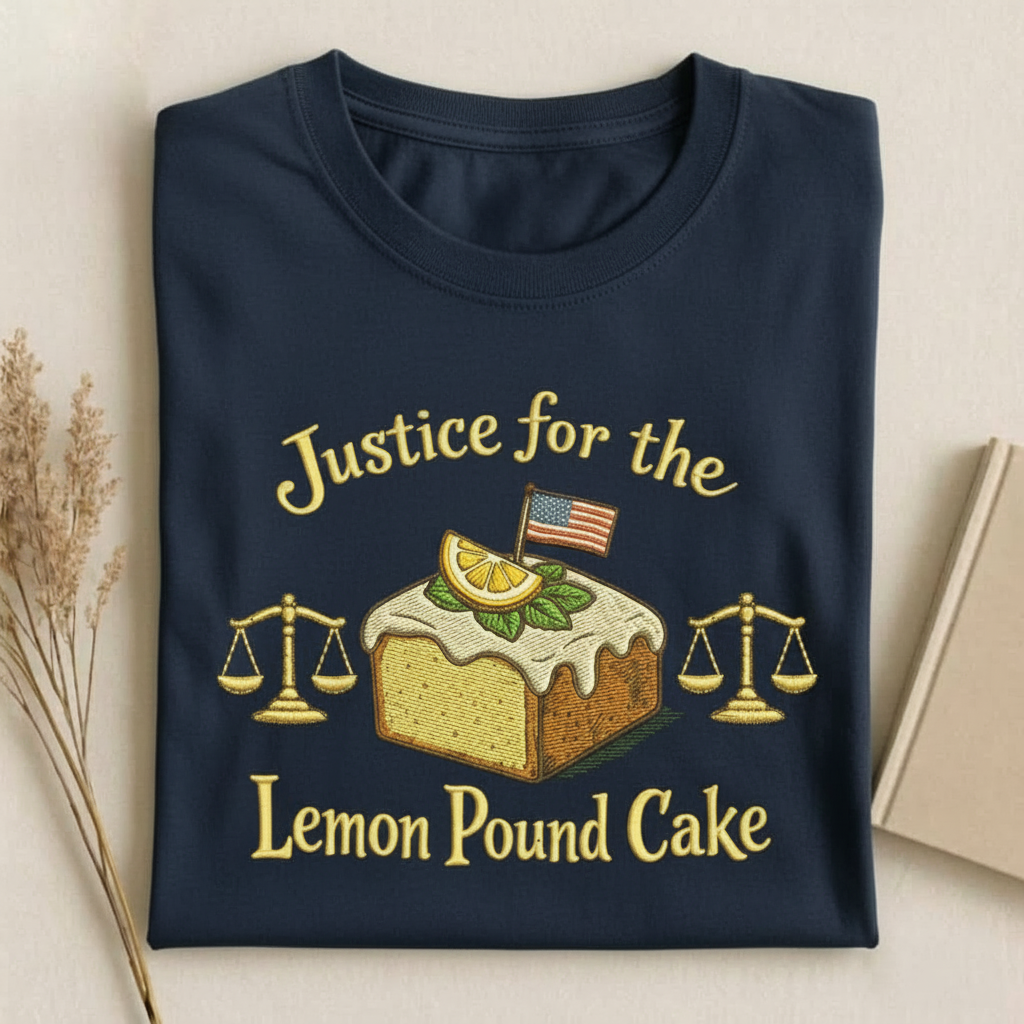 Funny Lemon Pound Cake Embroidered Tee, Dessert Meme Shirt, Foodie Graphic T-Shirt, Cute Baking Lover Gift
