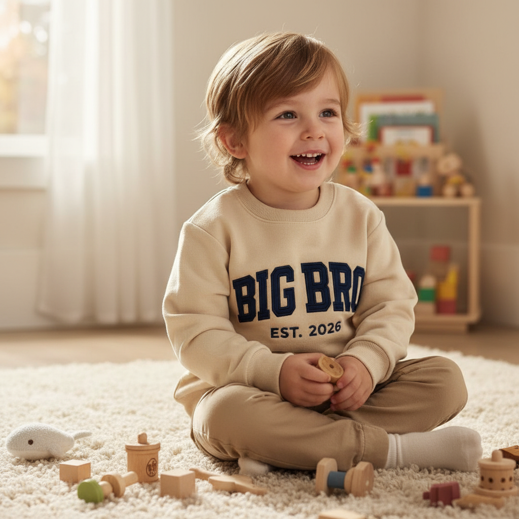Big Brother Embroidered Sweatshirt, Big Bro Est. 2026 Shirt, Toddler Crewneck, Sibling Announcement Outfit, Custom Baby Gift