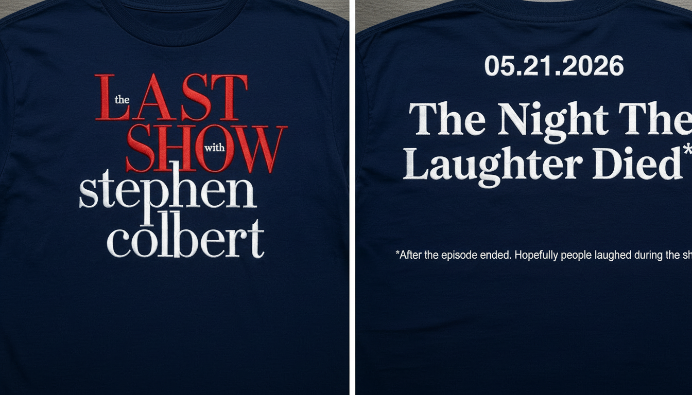 Embroidered The Last Show with Stephen Colbert 2026 Shirt, Funny Talk Show Parody T-Shirt, Late Night Humor Tee, Custom Stitch Meme Shirt, Comedy Fan Gift