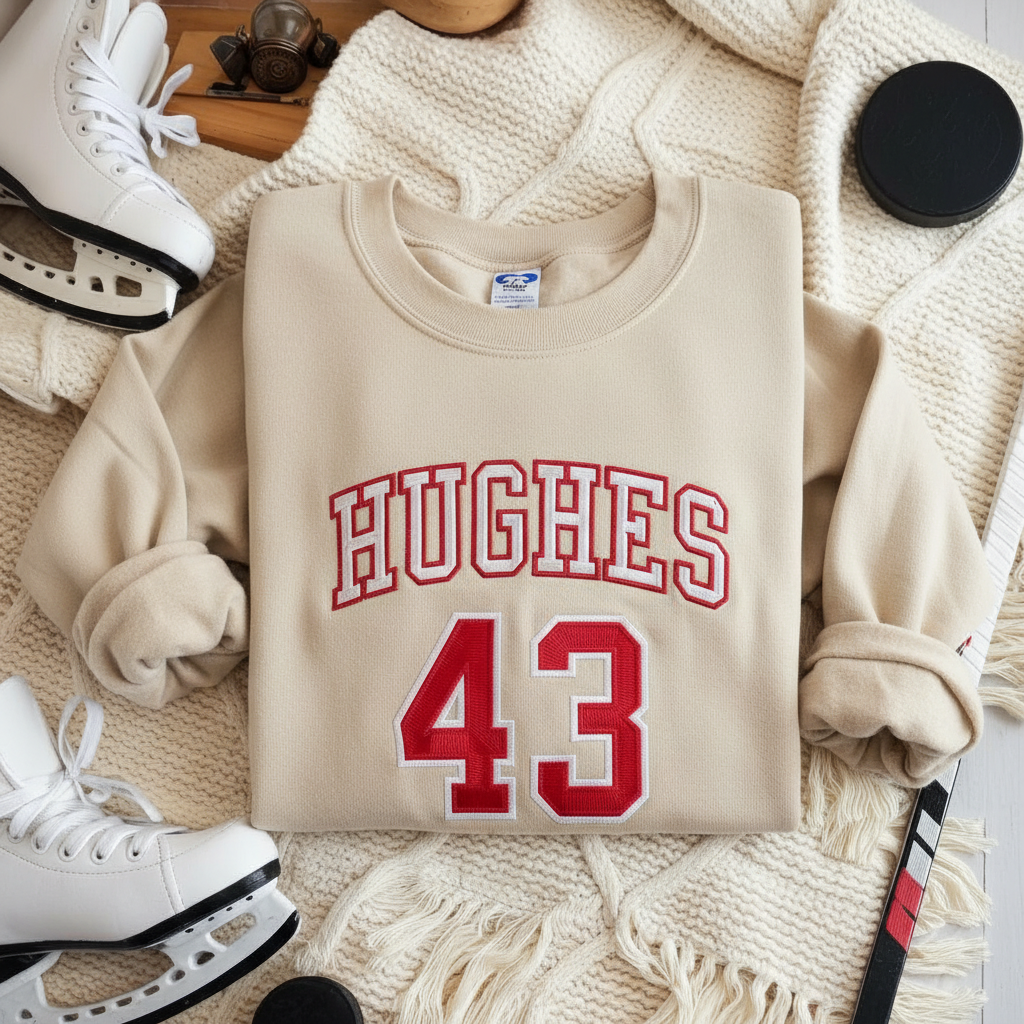 Embroidered USA HOCKEY #43 Crewneck Unisex Sweatshirt