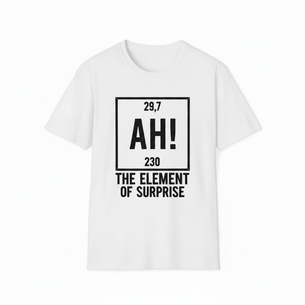 Embroidered Project Hail Mary AH! Element of Surprise Shirt, Ryland Grace Red T-Shirt, Chemistry Joke Tee, Sci-Fi Book Fan Gift