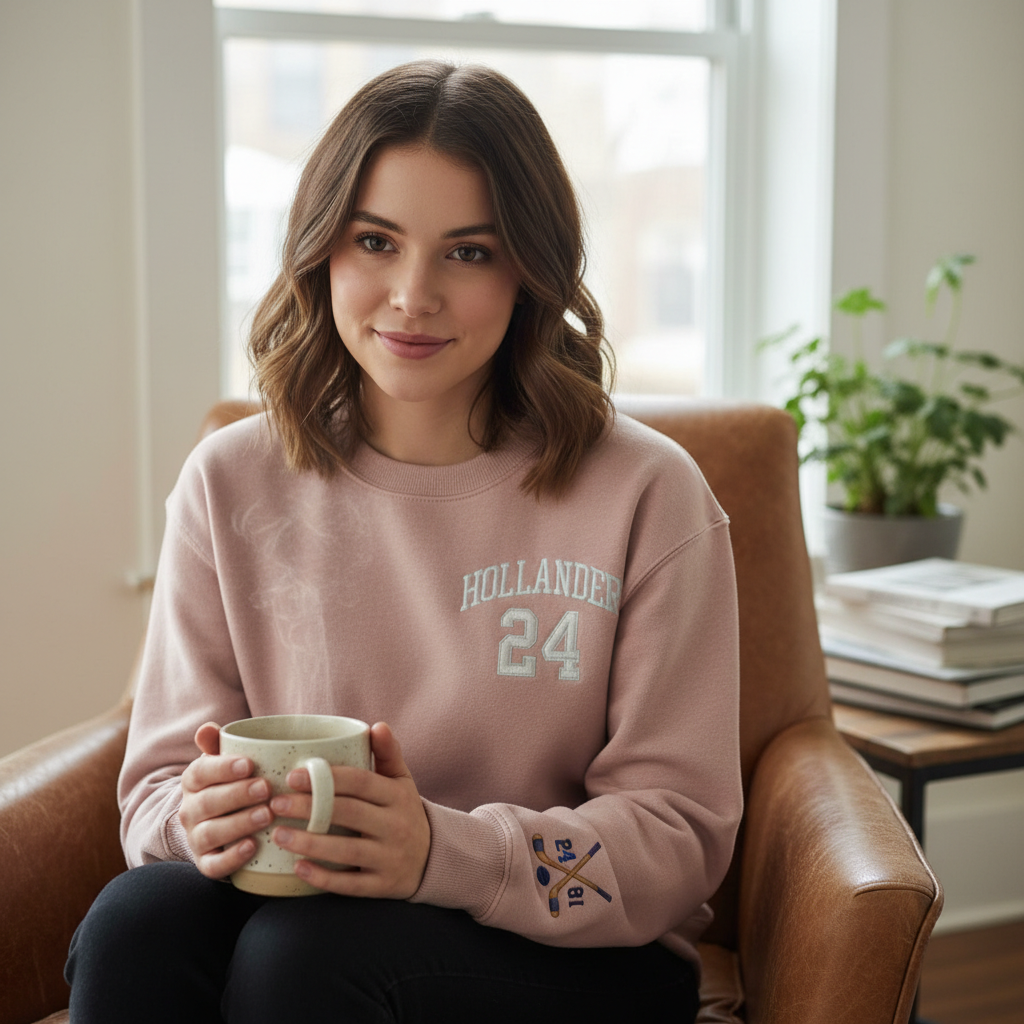 Embroidered Heated Rivalry Team Hollanov Sweatshirt – Hollander Rozanov 24 81 Hockey Romance, LGBT Hockey Fan Gift