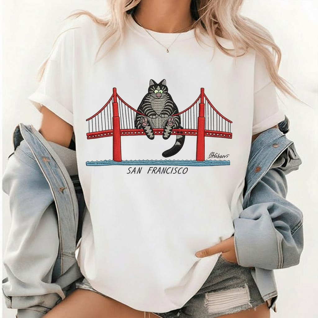 Embroidered Project Hail Mary 2026 Shirt, Ryan Gosling Inspired Tee, B. Kliban Cat Graphic, San Francisco Golden Gate Design, Sci-Fi Fan Shirt