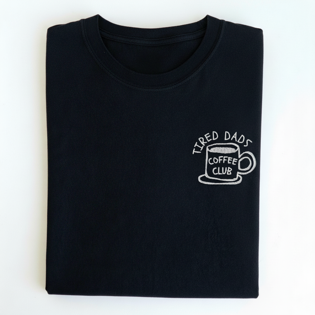 Embroidered Tired Dads Coffee Club Shirt, Funny Dad T-Shirt, New Dad Gift, Fathers Day Shirt, Coffee Lover Dad Tee, Relatable Humor Gift