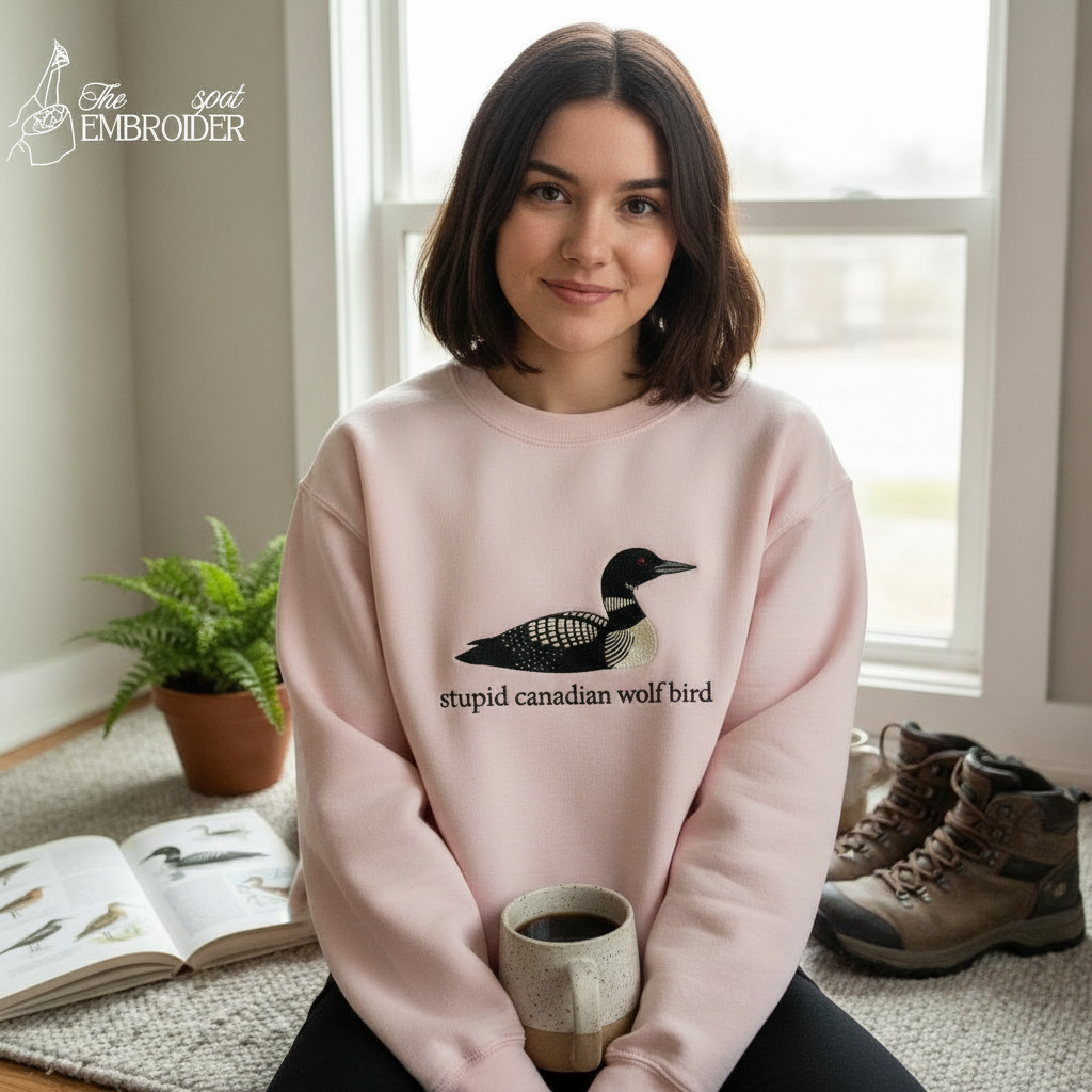 Embroidered Heated Rivalry Sweatshirt – Stupid Canadian Wolf Bird Loon, Team Hollanov Hockey Sweatshirt, Funny LGBT Hockey Fan Gift