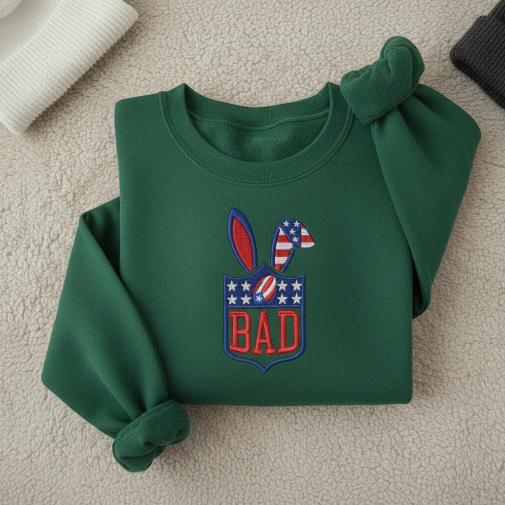 Embroidered Benito Bowl Sweatshirt – Super Football Shirt, Bad Game Day Bunny Crewneck, Puerto Rico Super Bowl Fan Gift