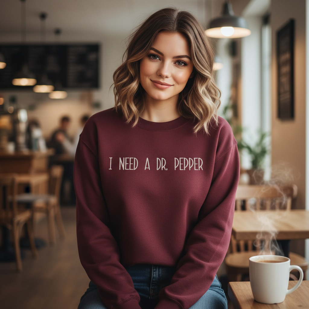 Personalized Embroidered Crewneck, Custom Text Sweatshirt, Minimal Custom Embroidery