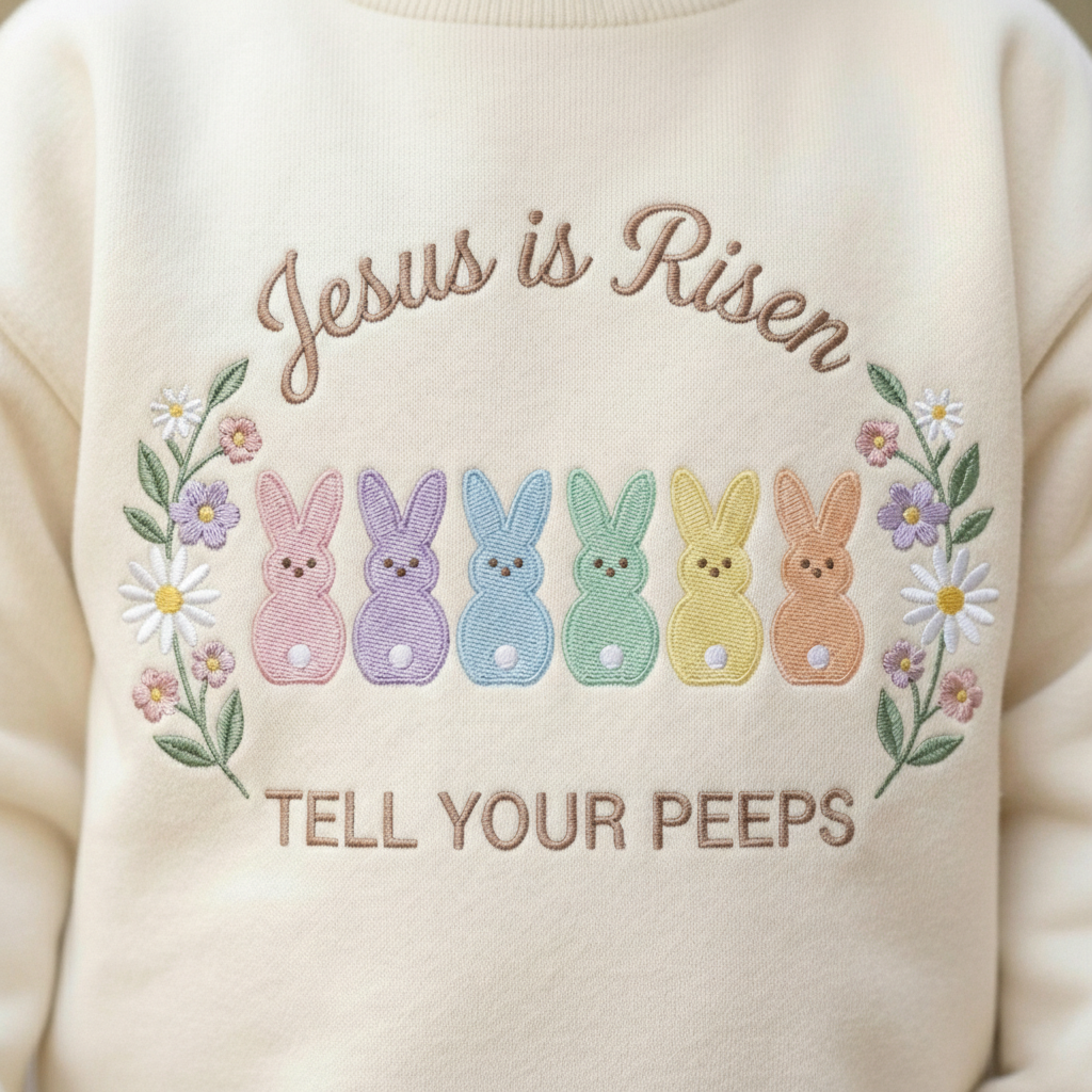 Jesus is Risen Tell Your Peeps Shirt, Easter Jesus shirt, Cute Bunny Easter Toddler shirt, Easter Girls Outfit