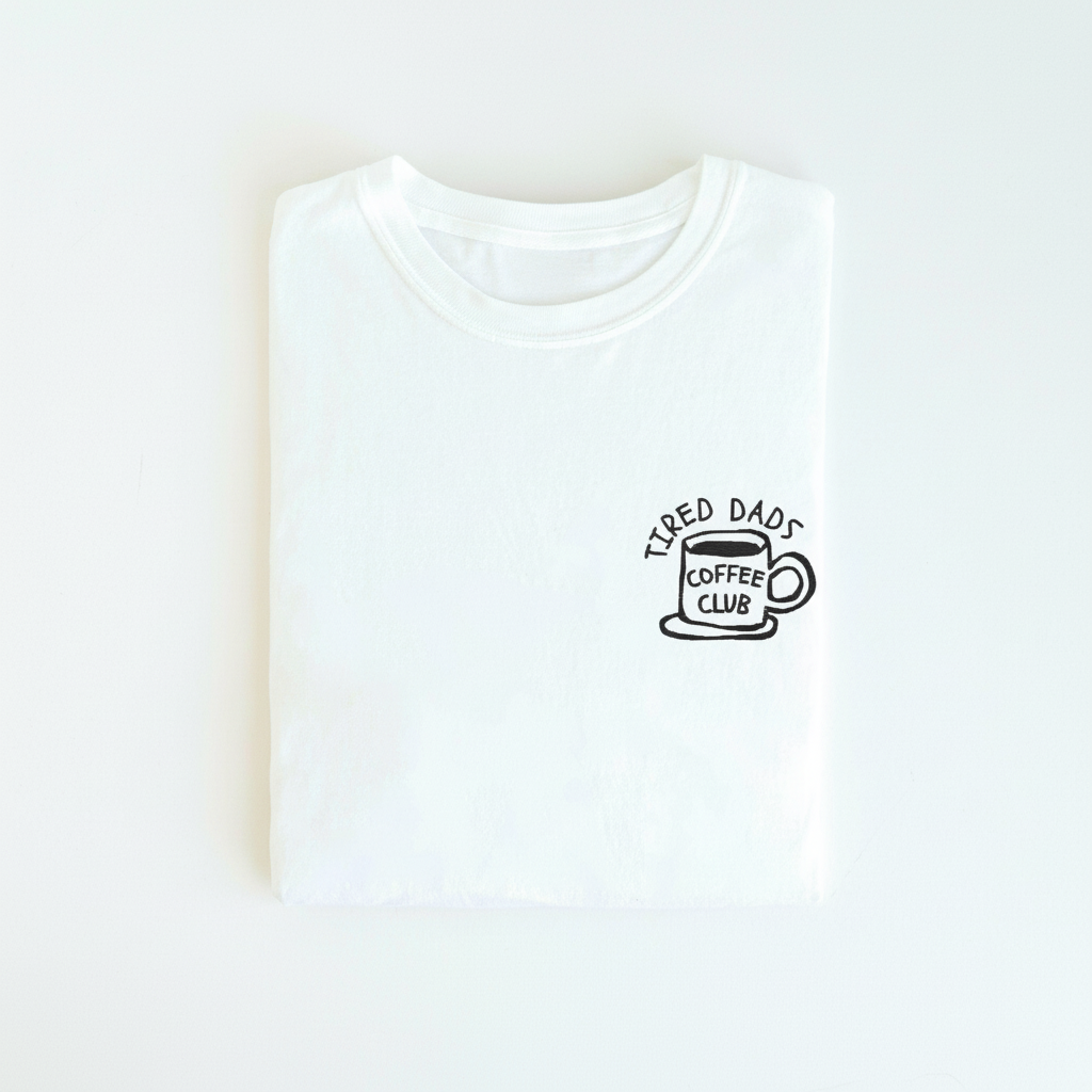 Embroidered Tired Dads Coffee Club Shirt, Funny Dad T-Shirt, New Dad Gift, Fathers Day Shirt, Coffee Lover Dad Tee, Relatable Humor Gift