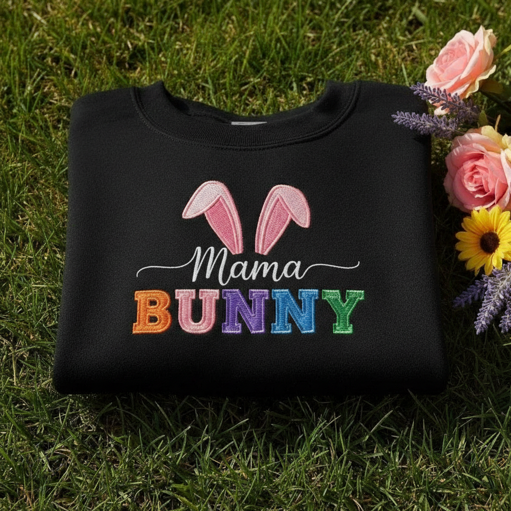 Embroidered Mama Bunny Sweatshirt, Easter Mommy Crewneck, Easter Gift for Her