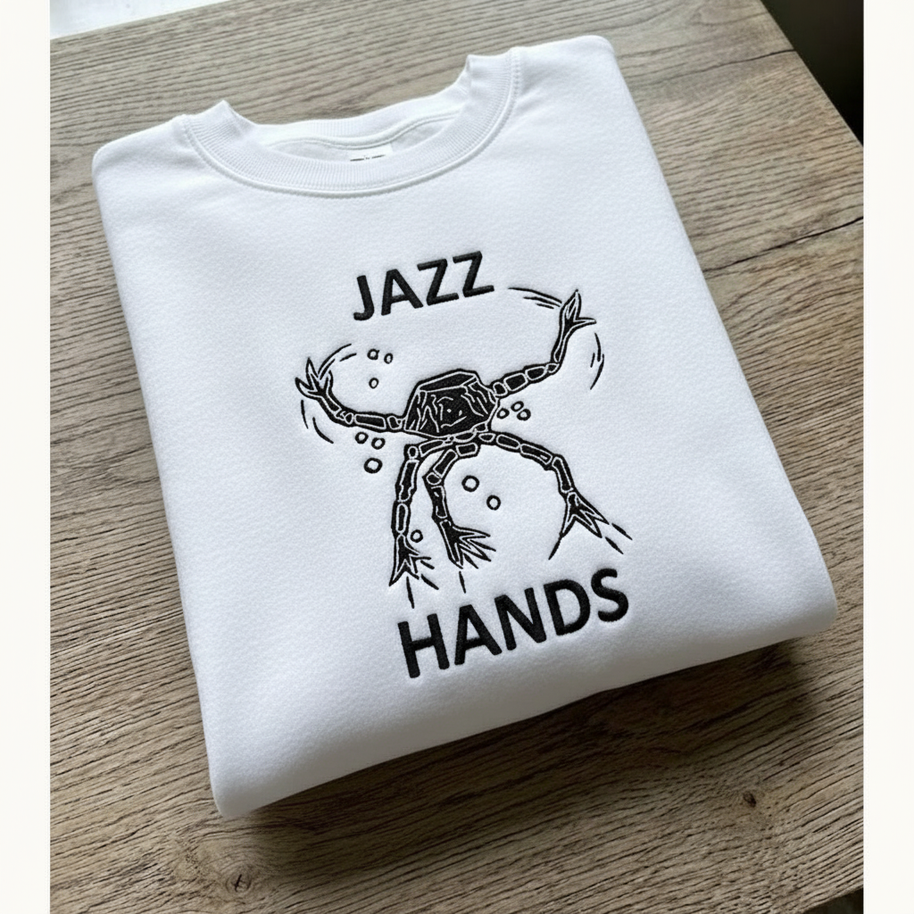 Embroidered Jazz Hands Sweatshirt, Amaze Amaze Amaze Embroidered Crewneck – Project Haiil M2ry Rocky Inspired Sci-Fi Unisex Fan Shirt