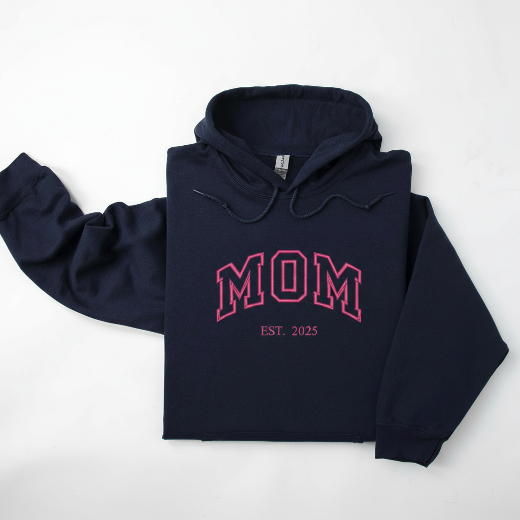 Custom Embroidered Sweatshirt, Personalized Name on Sleeve with Heart, Sweater with Date, Grandma Gift for New Mom, Meaningful Christmas Gift