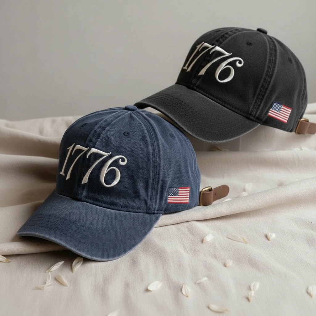 1776 Embroidered Hat, Patriotic American Flag Cap, USA Independence Day Baseball Hat
