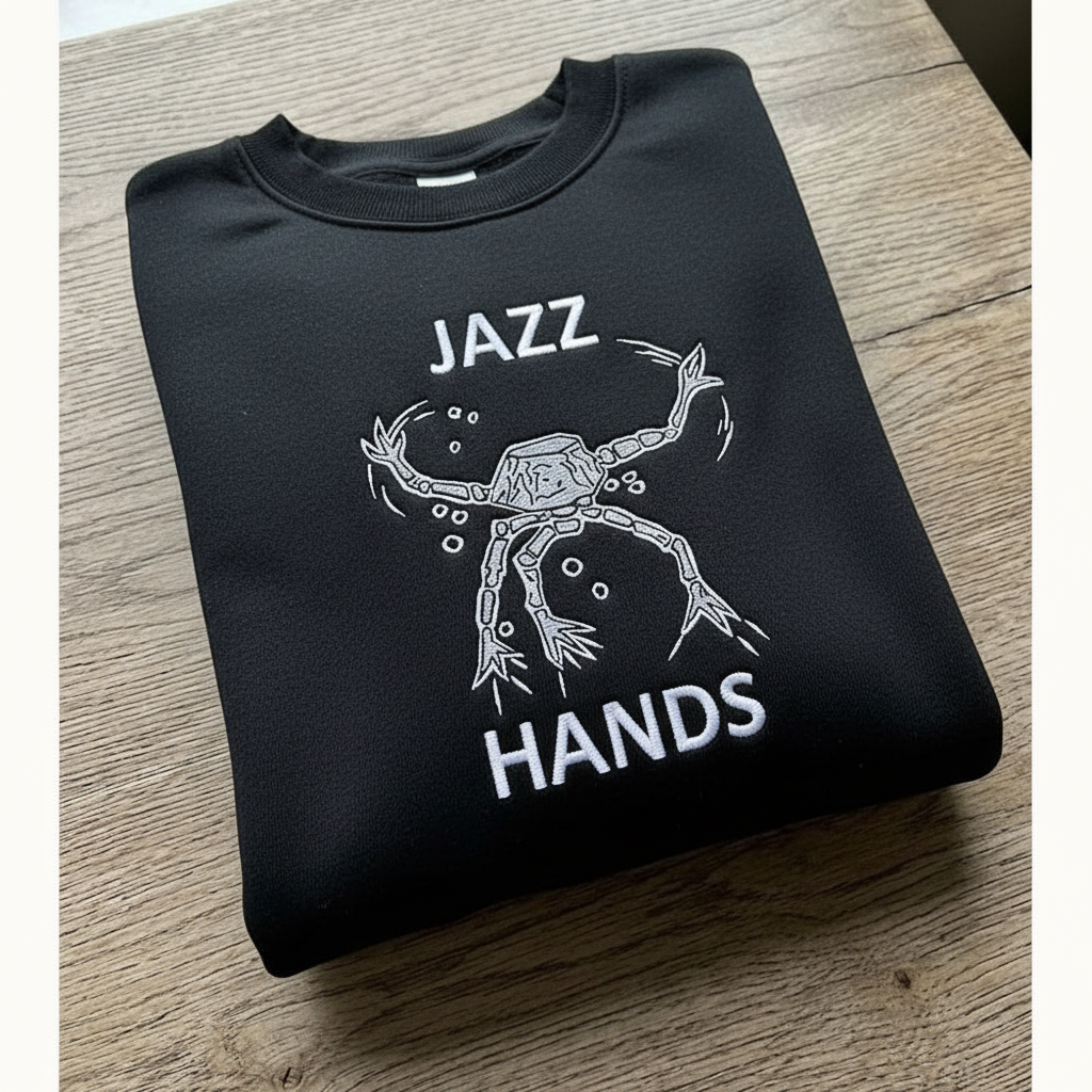 Embroidered Jazz Hands Sweatshirt, Amaze Amaze Amaze Embroidered Crewneck – Project Haiil M2ry Rocky Inspired Sci-Fi Unisex Fan Shirt