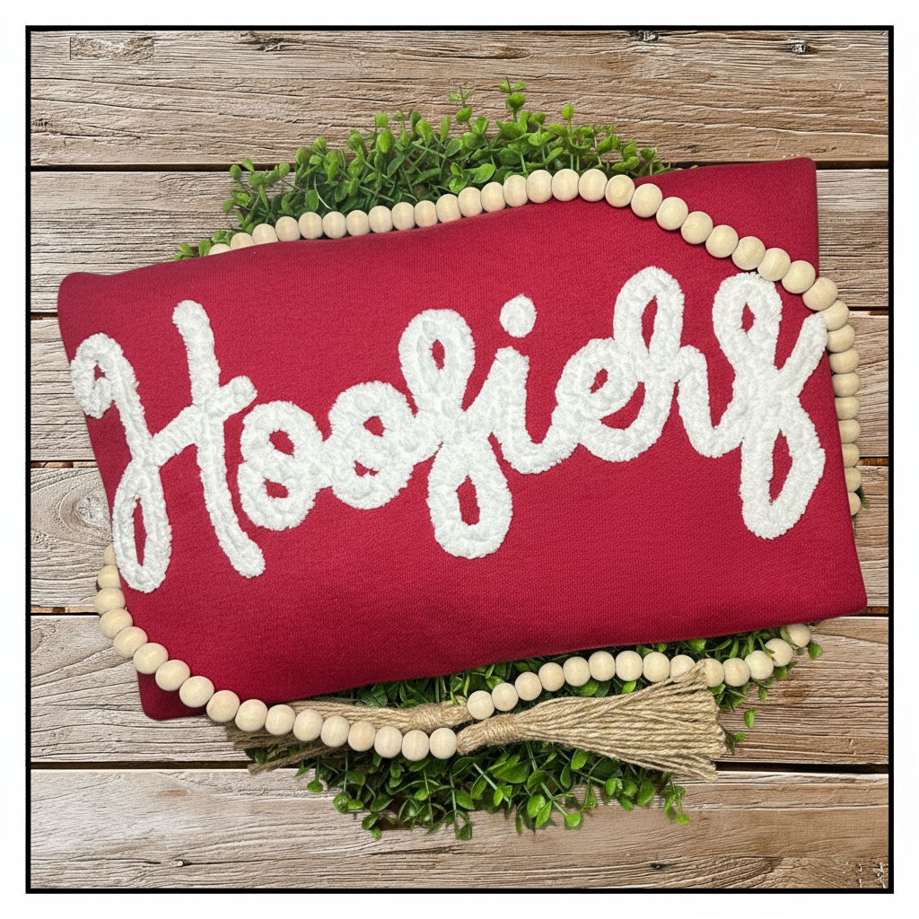 Yarn Embroidered Hoosiers Sweatshirt | Indiana Game Day Crewneck Pullover | Hoosiers Spirit Shirt | Adult & Youth Sizes