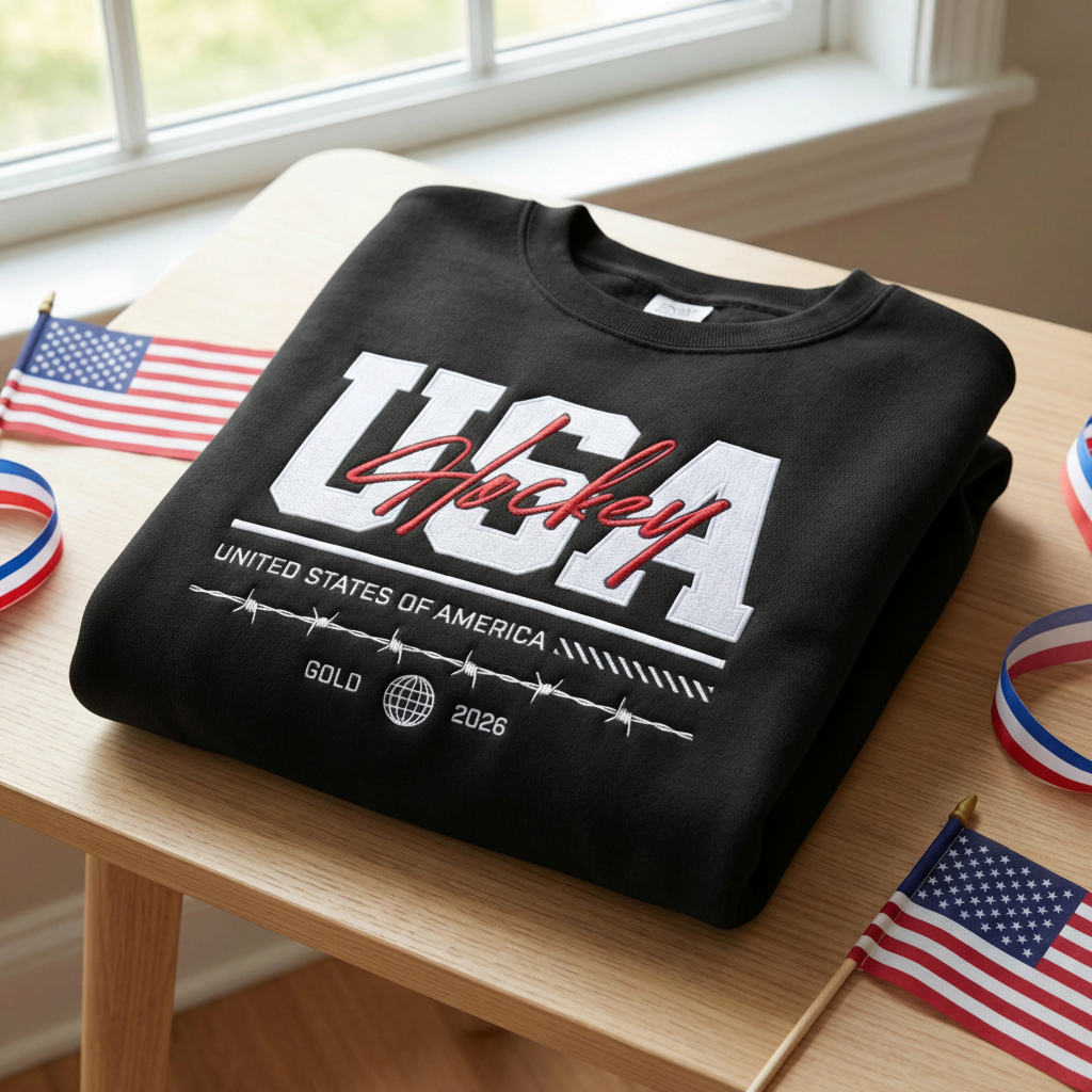 Embroidered USA Hockey Vintage Gold Medal Champions 2026 sweatshirt, Backyard Ice Ponds & Grit,Ice Hockey Lover Unisex Graphic Tee