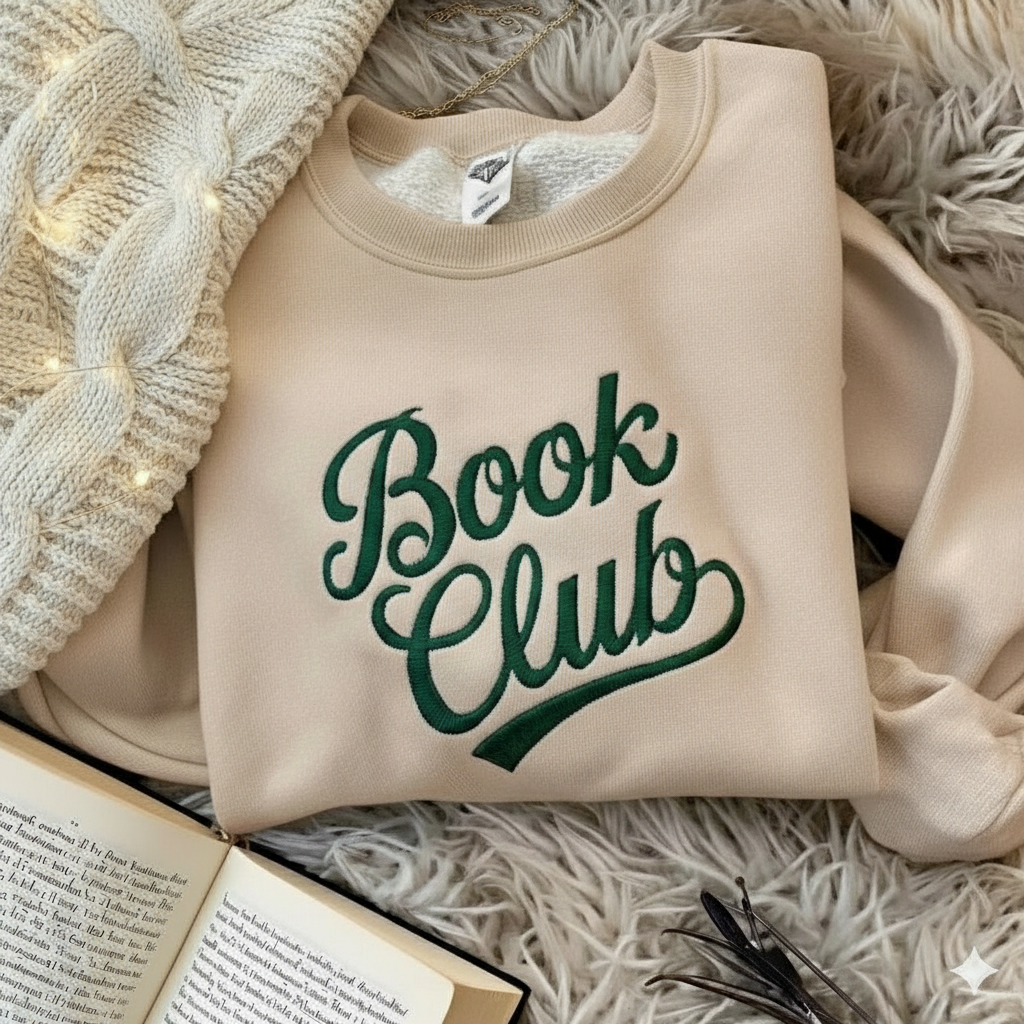 Customized Book Club Embroidered Sweatshirt, Bookworm Sweatshirt, Librarian Tee, Book Lover Shirt, Social Club Shirt, Teacher Sweatshirt