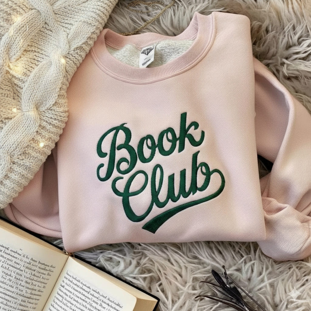 Customized Book Club Embroidered Sweatshirt, Bookworm Sweatshirt, Librarian Tee, Book Lover Shirt, Social Club Shirt, Teacher Sweatshirt