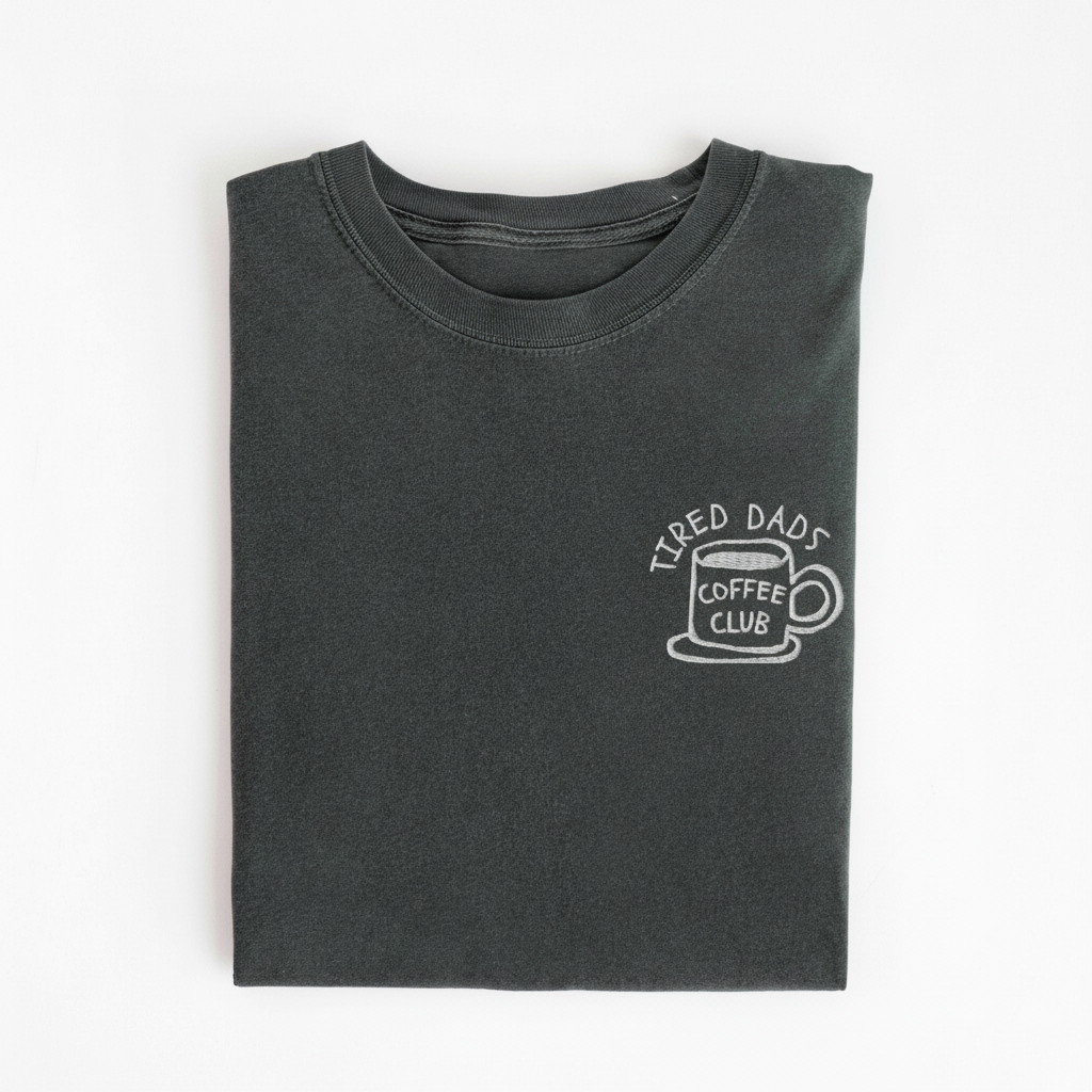 Embroidered Tired Dads Coffee Club Shirt, Funny Dad T-Shirt, New Dad Gift, Fathers Day Shirt, Coffee Lover Dad Tee, Relatable Humor Gift