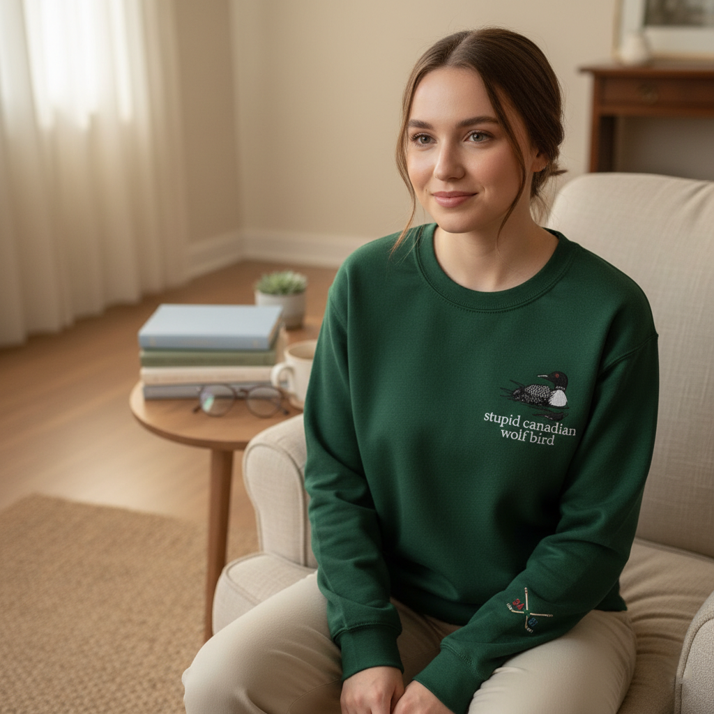 Embroidered Heated Rivalry Sweatshirt – Stupid Canadian Wolf Bird, Team Hollanov Hockey Crewneck, LGBT Hockey Fan