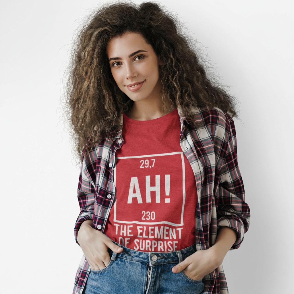 Embroidered Project Hail Mary AH! Element of Surprise Shirt, Ryland Grace Red T-Shirt, Chemistry Joke Tee, Sci-Fi Book Fan Gift