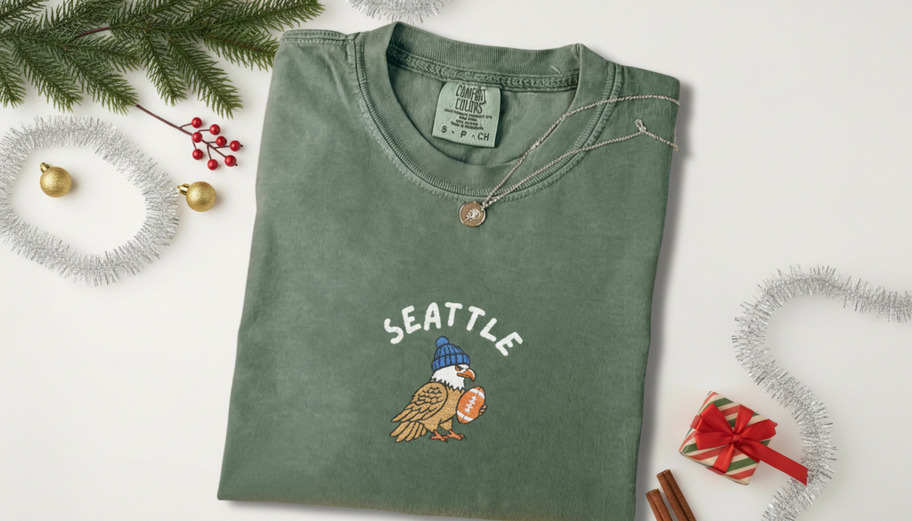 Embroidered Seattle Football Shirt, Game Day Hawk Sweatshirt, Unisex Hoodie for Men and Women, Football Fan Sports Gift