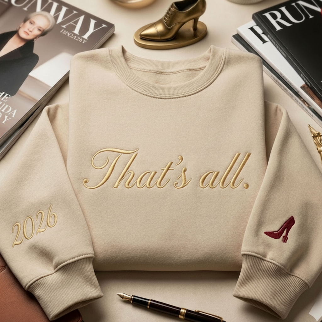 Embroidered That's All The Devil Wears Prada Shirt, Miranda Priestly Embroidery Sweatshirt, Fashion Movie Gift, Runway Magazine Apparel