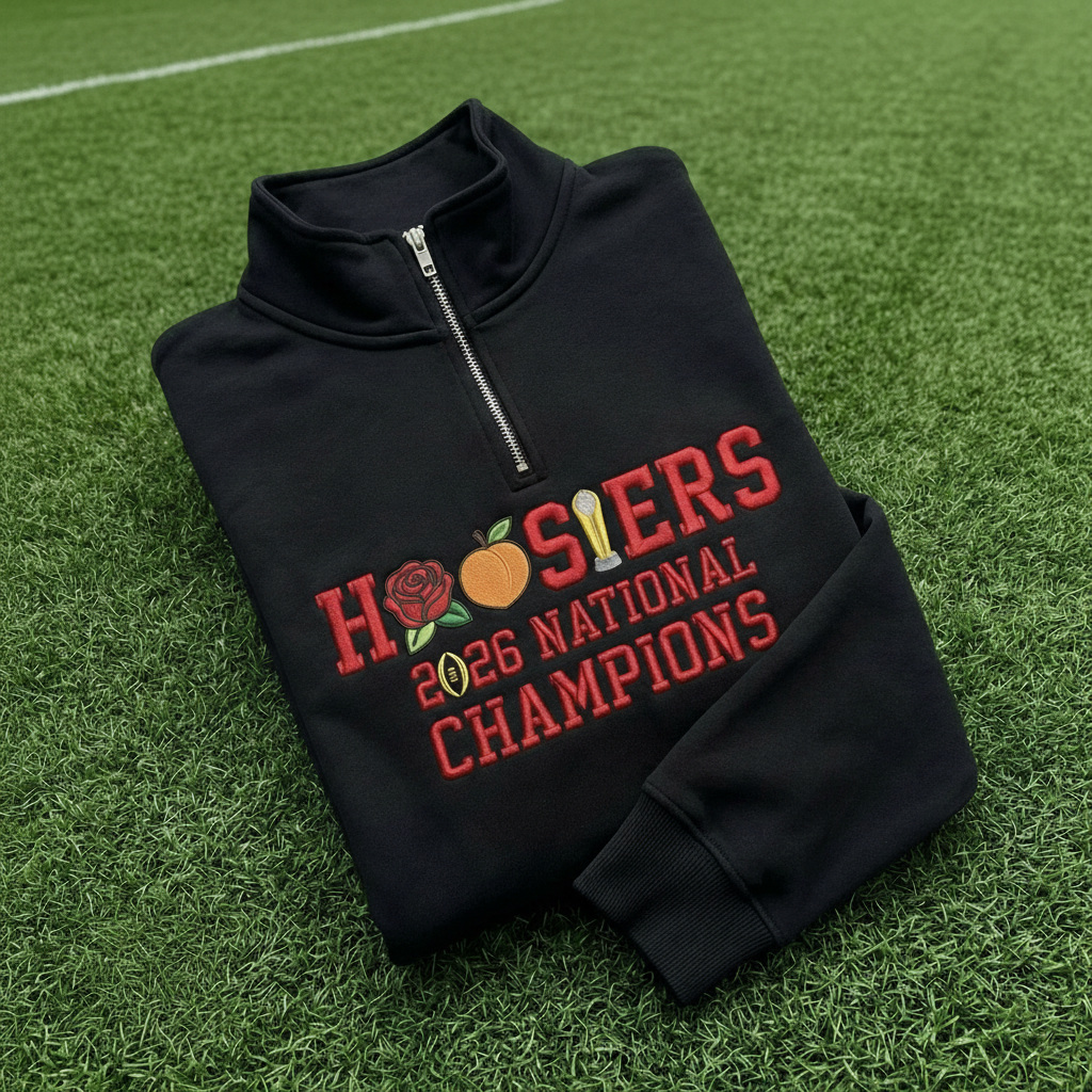 Indiana Champions 2026 Embroidered Quarter Zip Sweater, Trophy Inspired Sweatshirt, Unisex Hoosiers Pride Pullover, Indiana Fan Wear